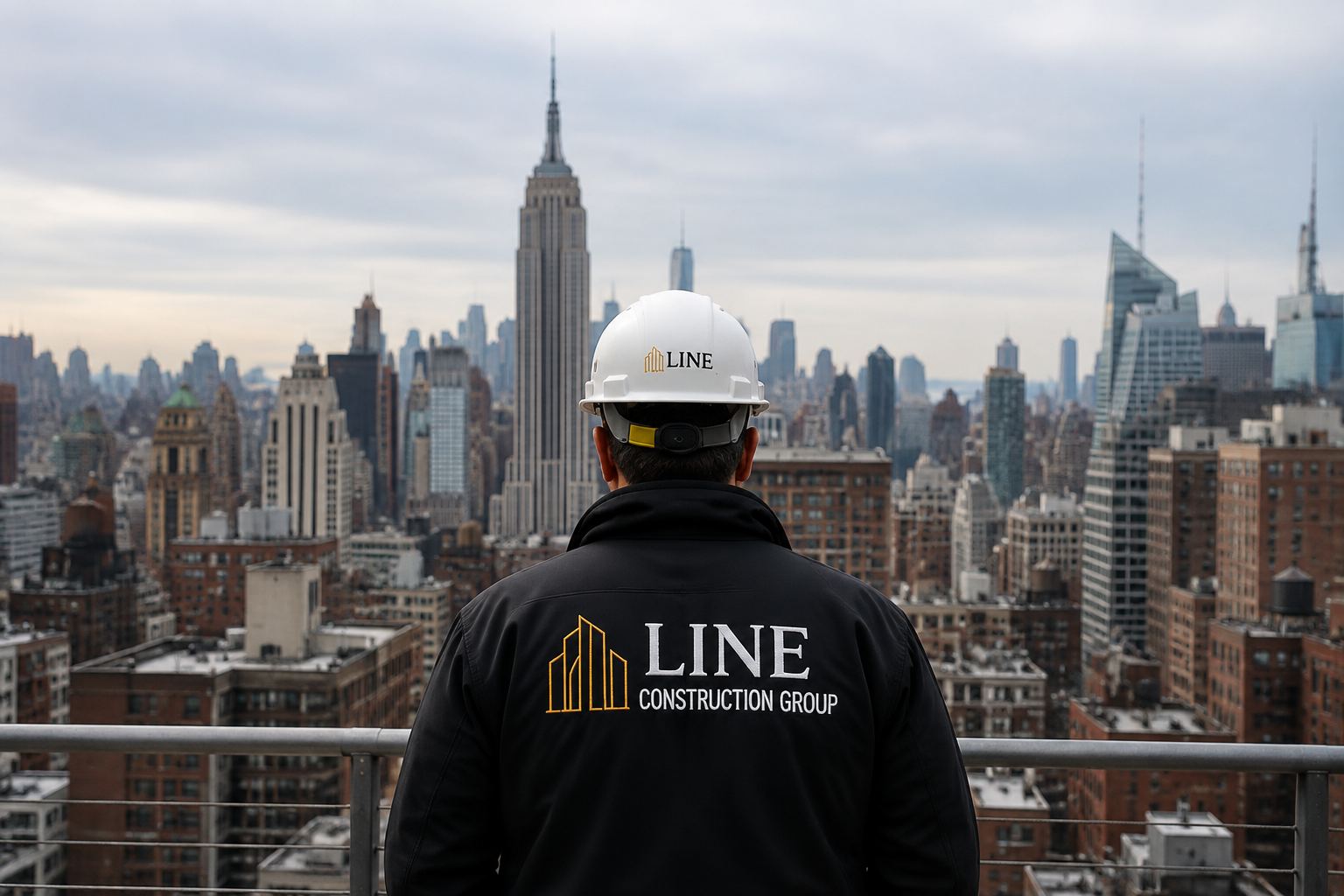 A LINE Construction Group team member overlooking the New York City skyline