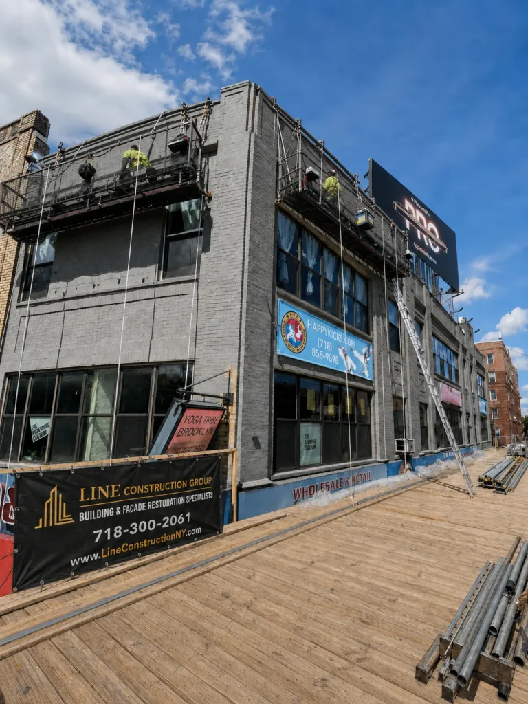 Restoration in progress — scaffolding and access